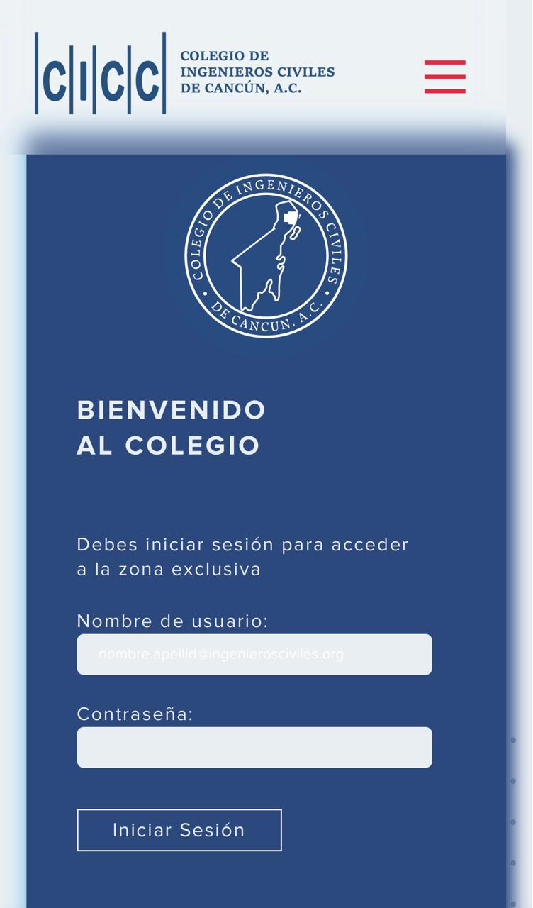 Captura mobile de la agenda del Colegio con próximos eventos