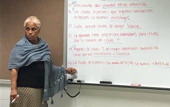 Milagros Amaro teaching at Forsyth Technical Community College. Milagros Amaro teaching at Forsyth Technical Community College