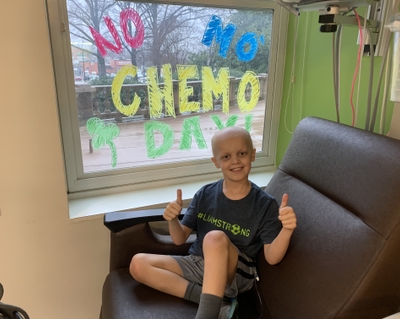 Liam celebrates a milestone Liam Flynn chemo