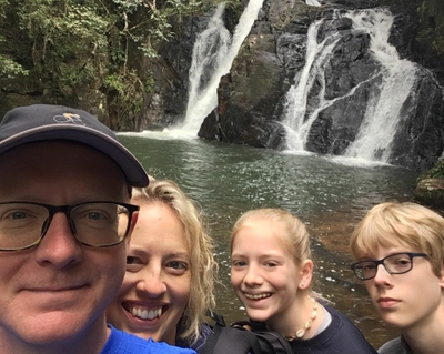 Alicia, husband Dave and their kids on a post-cancer adventure to Australia Alicia and family rainforest1