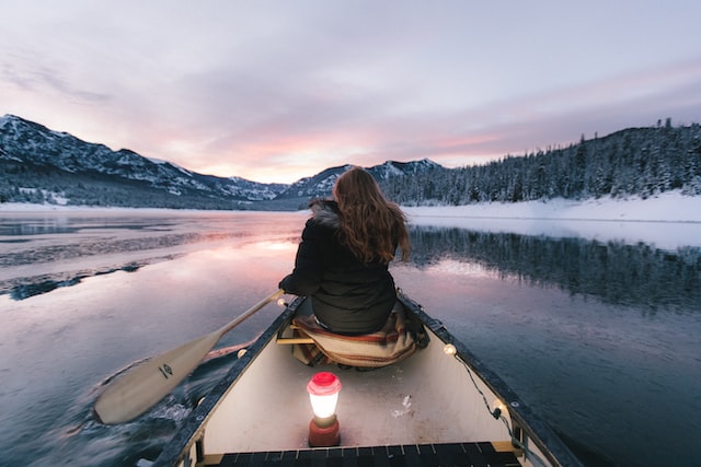 Bonus! Paddling A Canoe On Lake McCloud On A Clear Winter Day