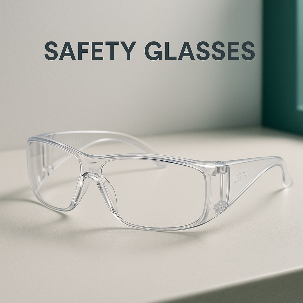 Certified clear safety glasses providing impact and UV protection