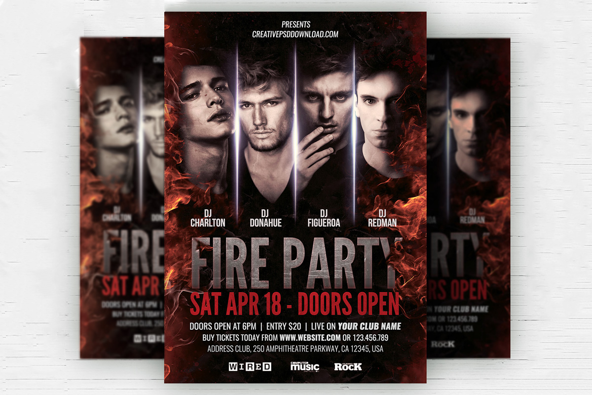 Free Fire Party Flyer Psd Template Creativetacos