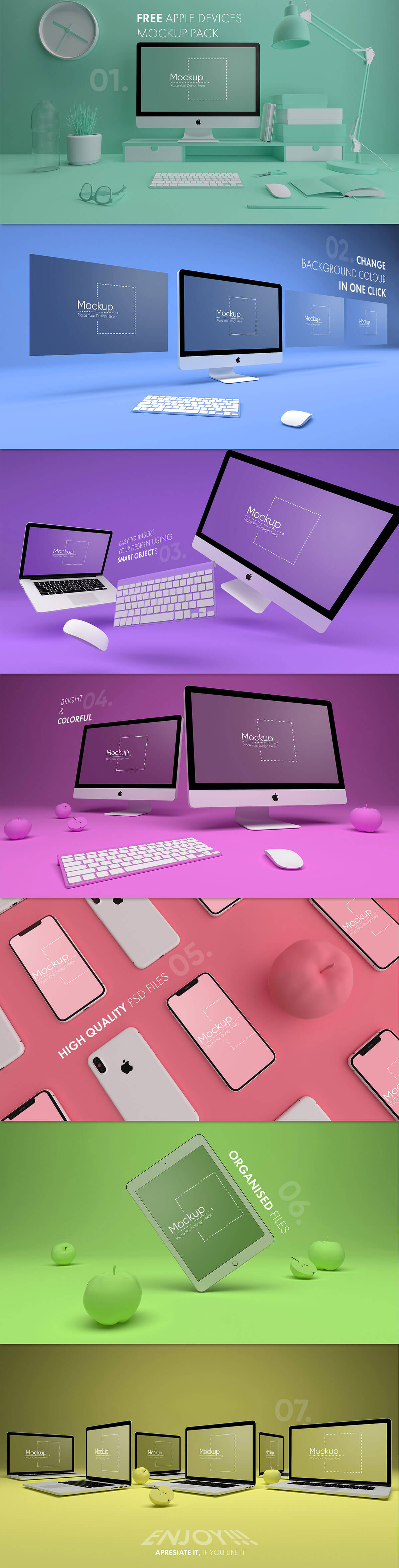 Download 7 Free Colorful Apple Devices Mockup Pack Creativetacos PSD Mockup Templates