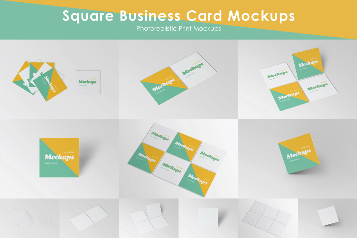 Free Square Business Card Mockups ~ Creativetacos