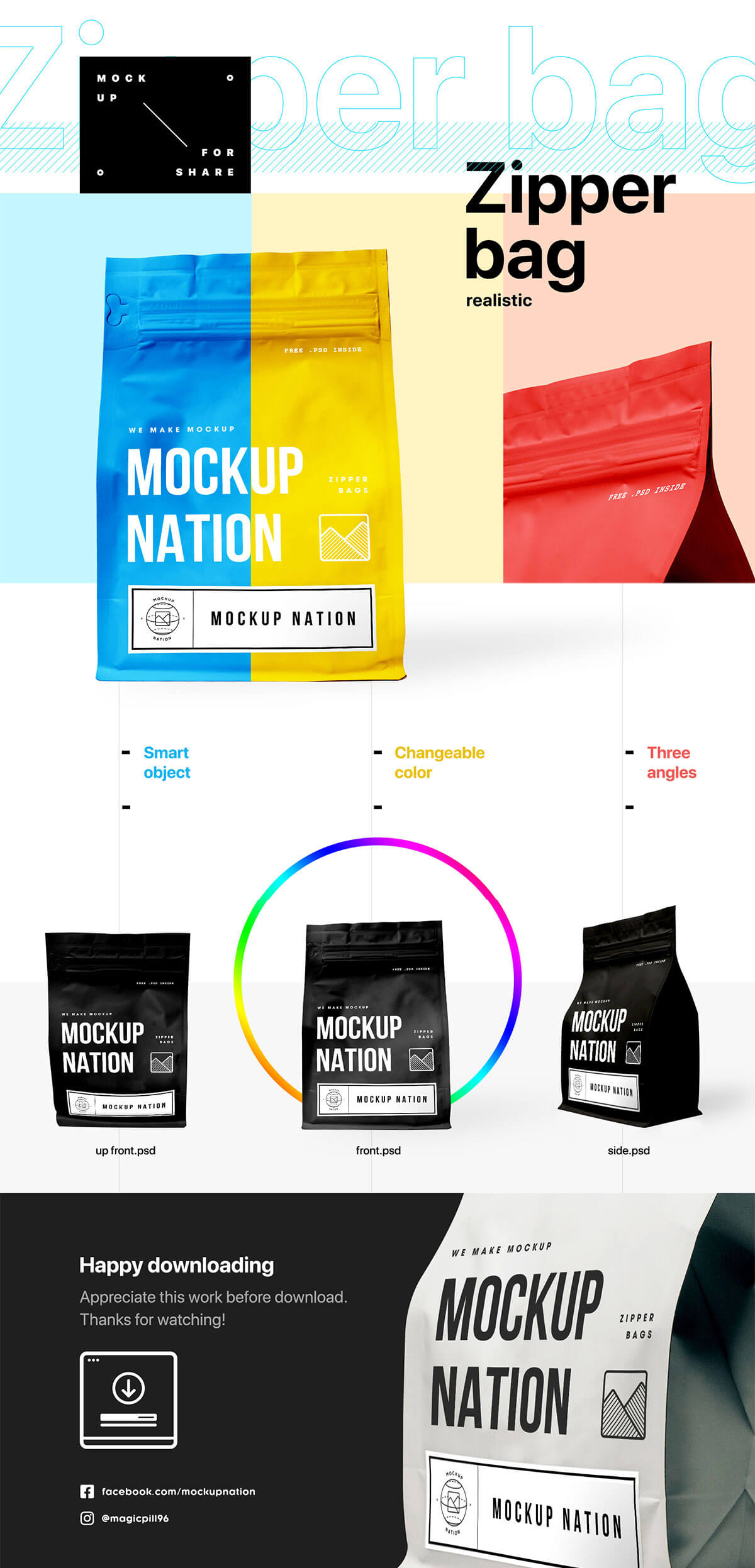 Download Free Zipper Bag Mockup Creativetacos 3D SVG Files Ideas | SVG, Paper Crafts, SVG File