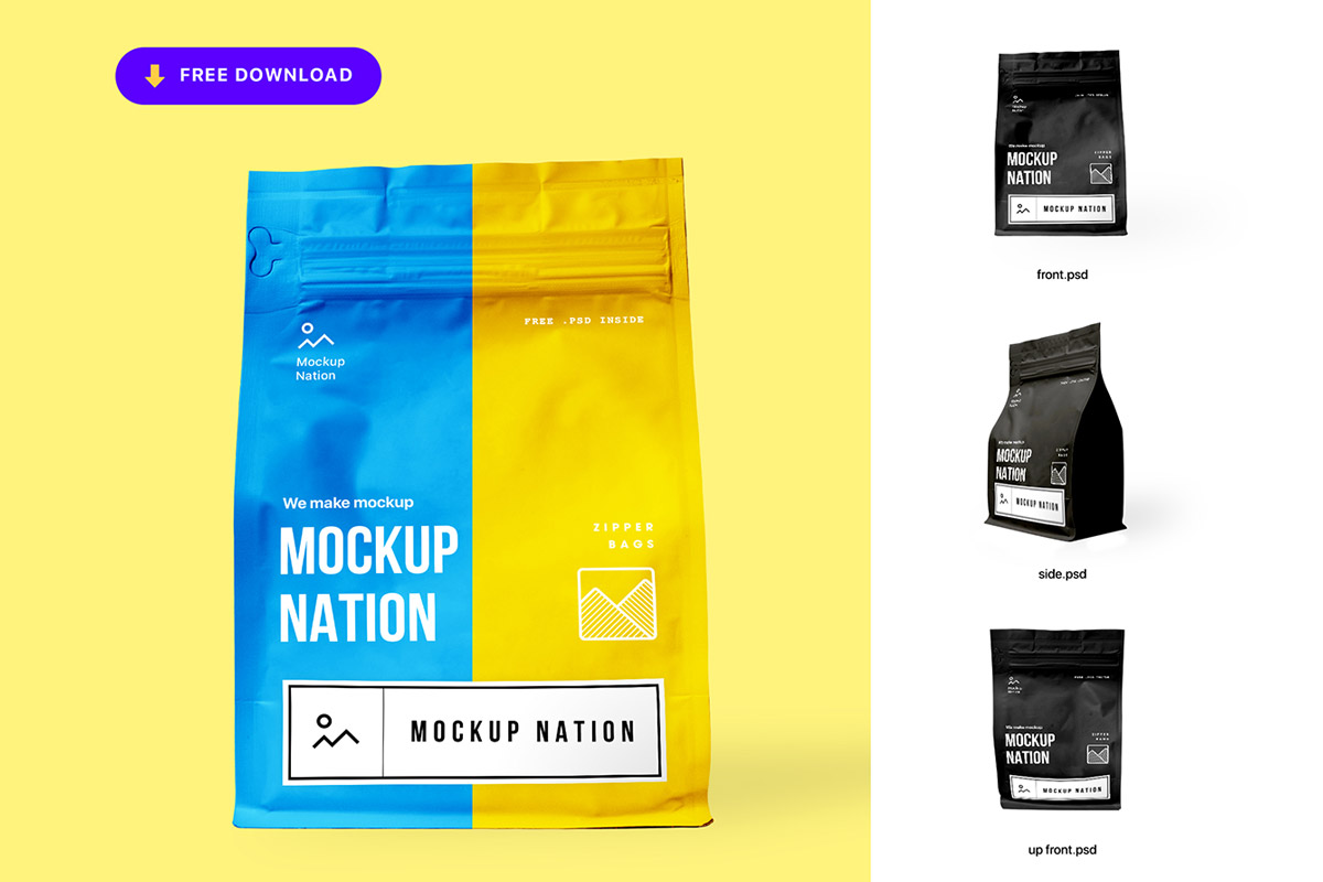 Download Free Zipper Bag Mockup Creativetacos PSD Mockup Templates