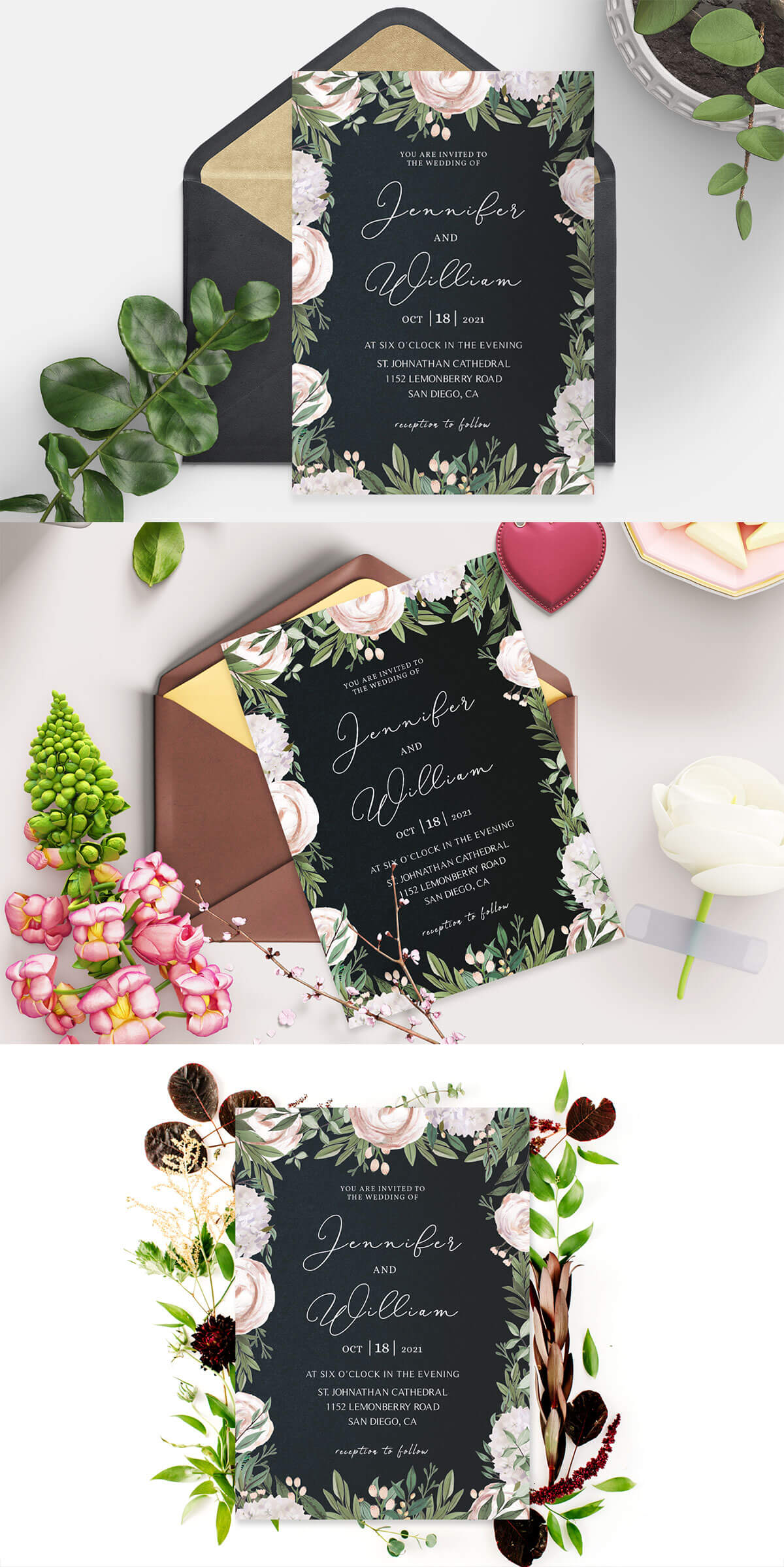 Free Elegant Floral Wedding Invitation Template