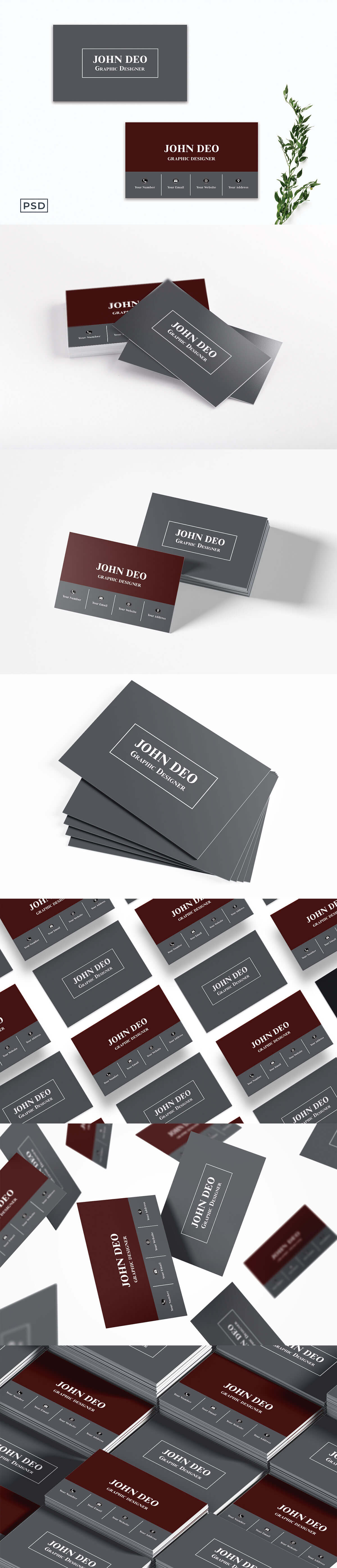 Free Red Sober Business Card Template