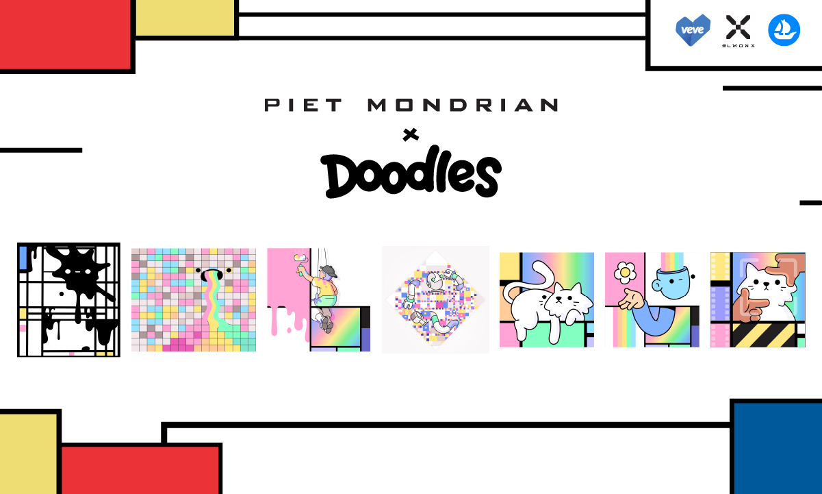 Piet Mondrian x Doodles: Five Iconic Masterworks Reimagined as Digital Collectibles & Art Prints (1 Jun)
