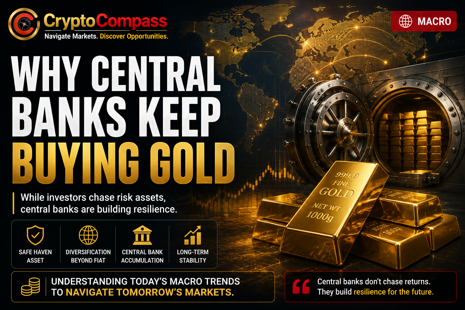 Gold bars stored in a central bank reserve vault.