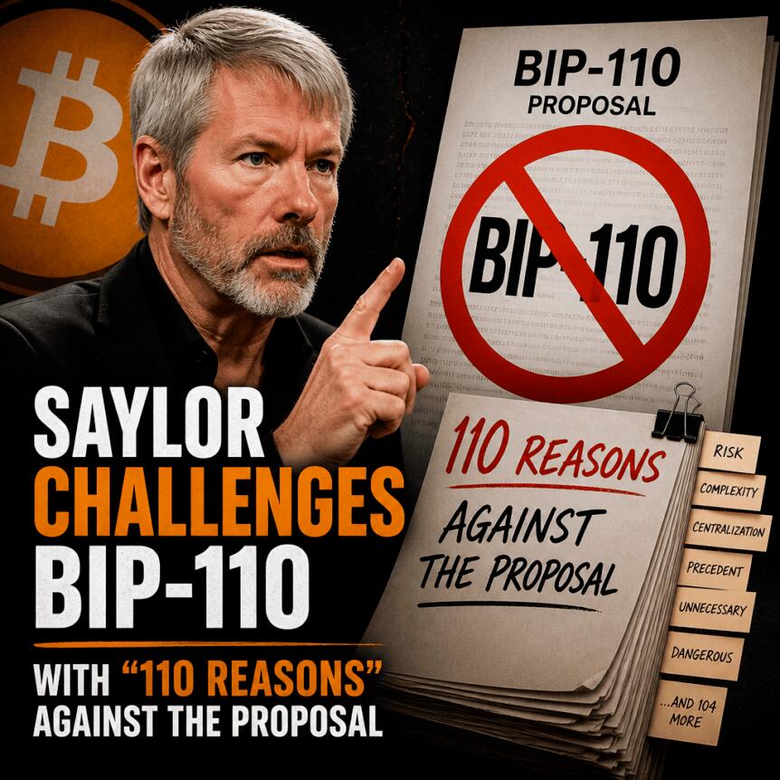 Saylor Challenges BIP-110 With “110 Reasons” Against the Proposal