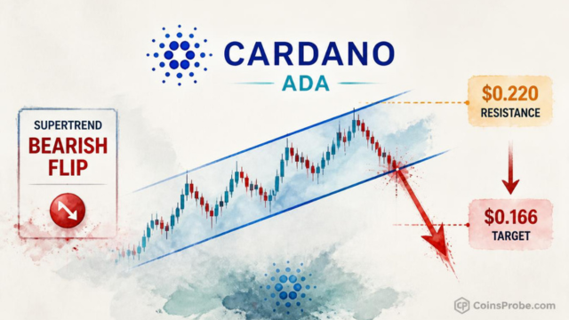 Cardano Breaks Below Rising Channel — $0.166 in Focus After SuperTrend Flip