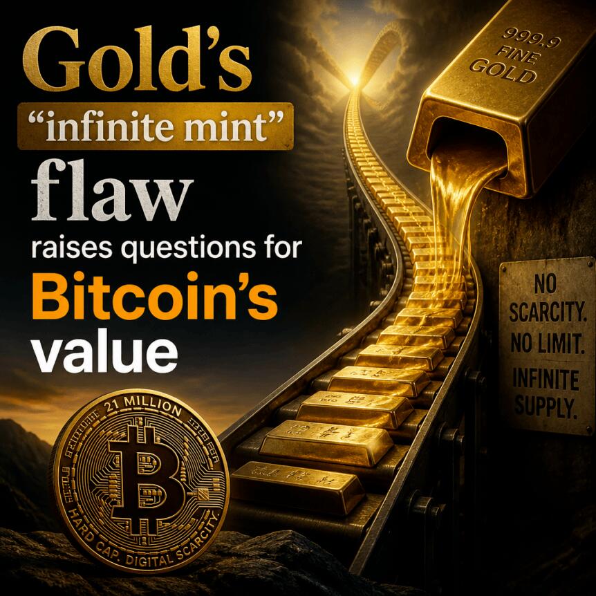 Gold’s “infinite mint” flaw raises questions for Bitcoin’s value