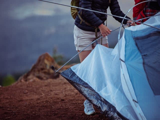 Tent repair at the campsite