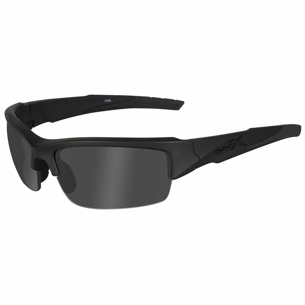 black tactical sunglasses with black lenses