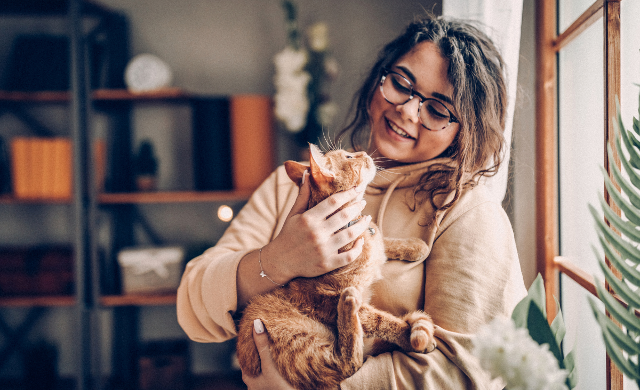 Woman with cat