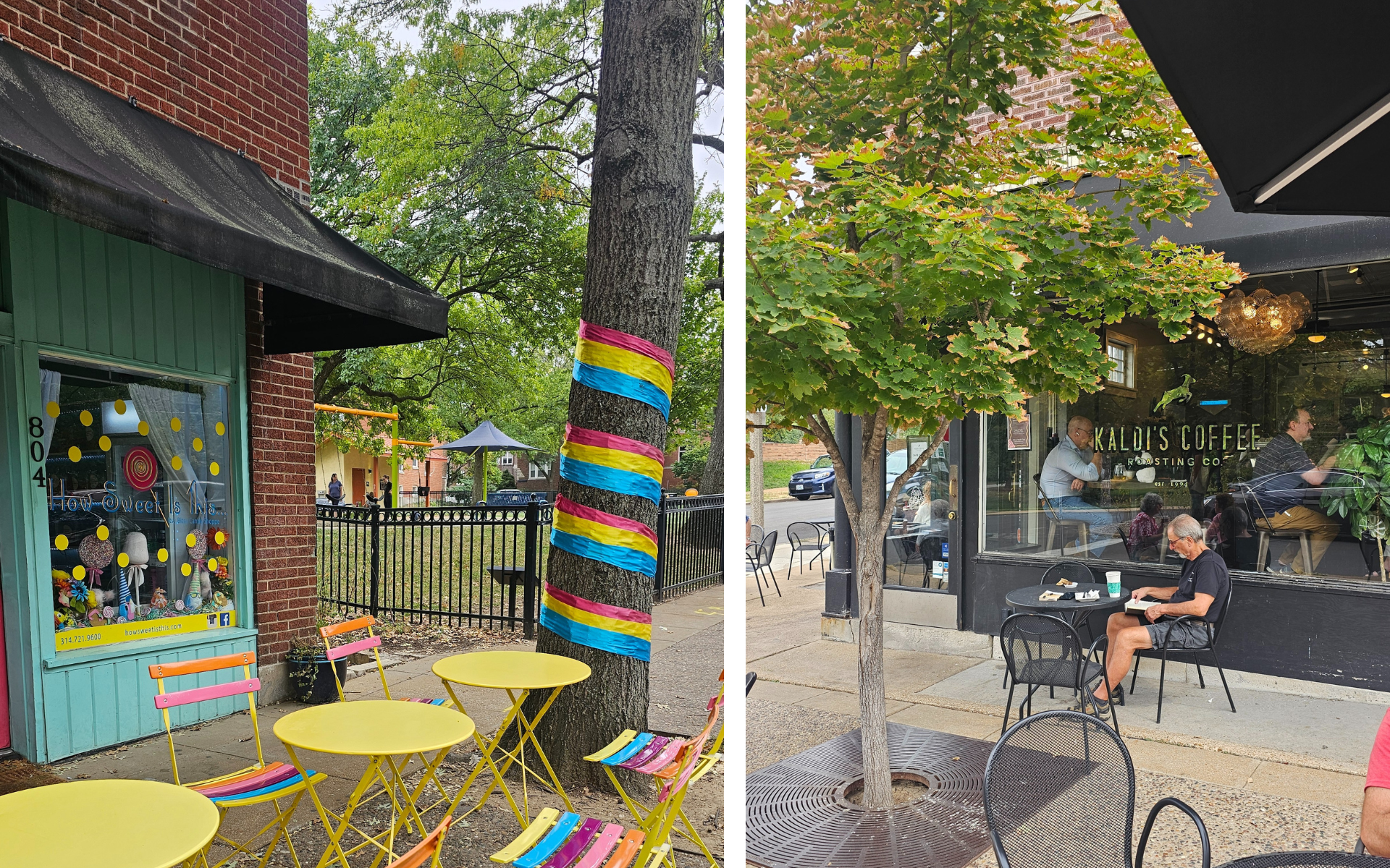 Candy Shoppe and Kaldi Coffee in DeMun neighborhood of St. Louis