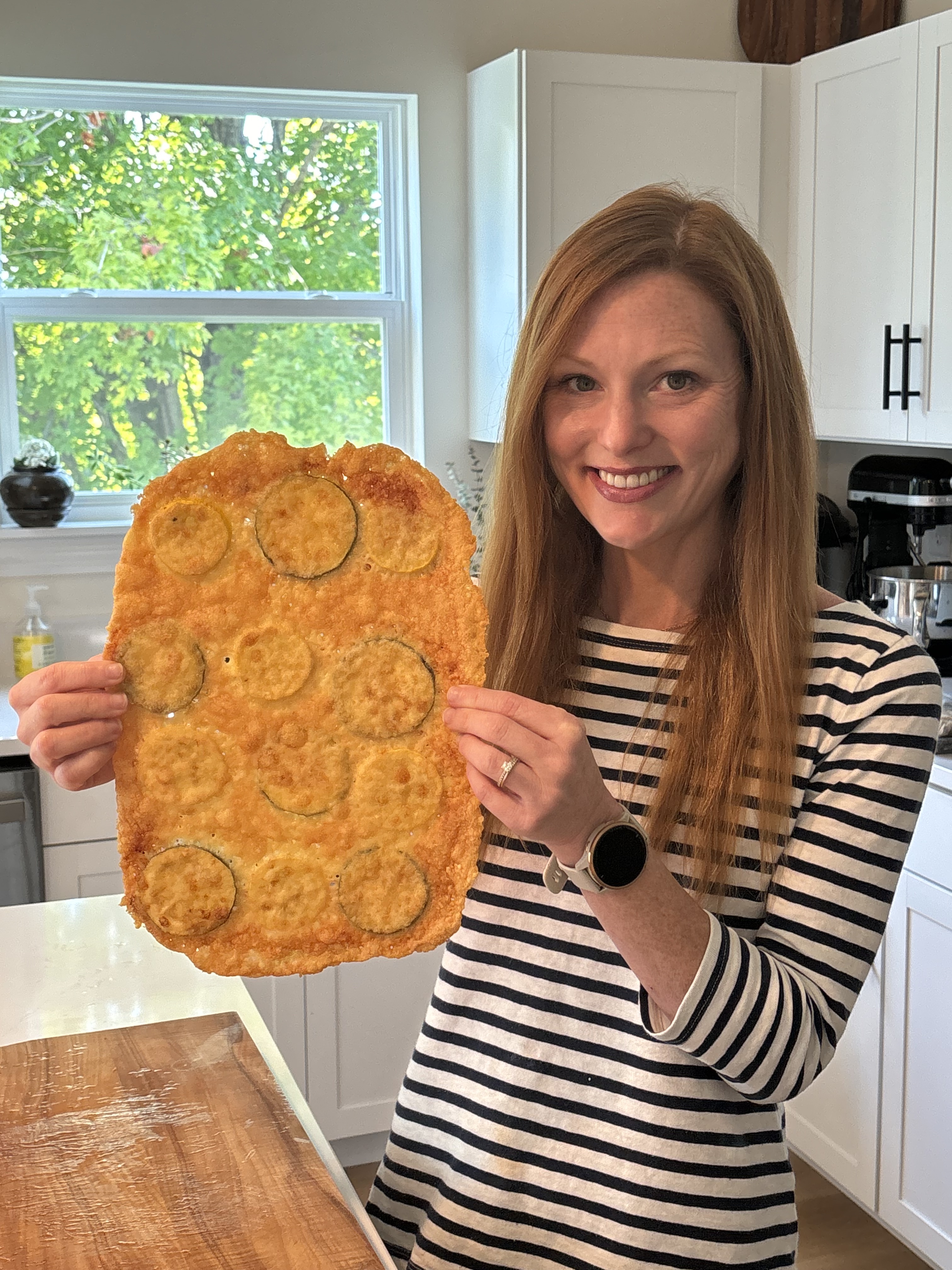 Erin Sprehe with her Parmesan Summer Squash Crisps