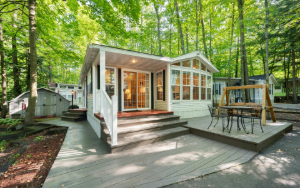 cluster of small homes in woods