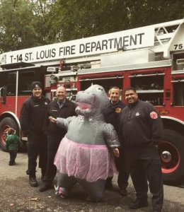 Hippo Costume with St. Louis Fire Department in Tower Grove Park