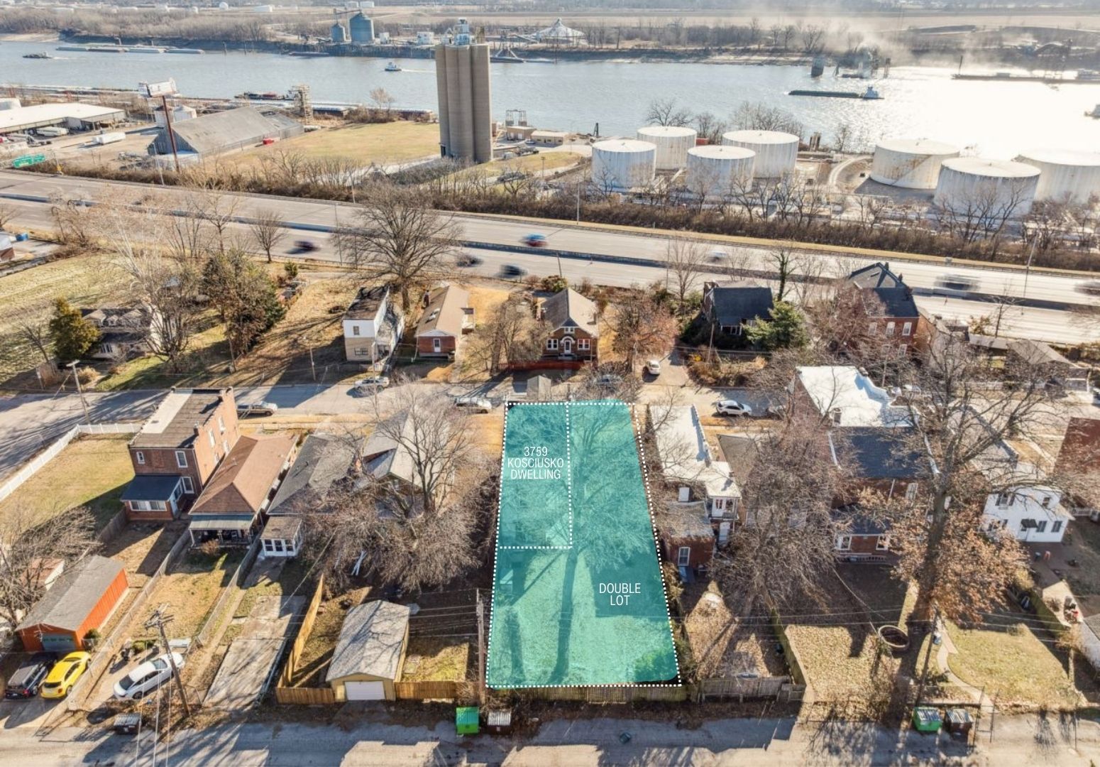 Aerial view Koscisuko Street St. Louis