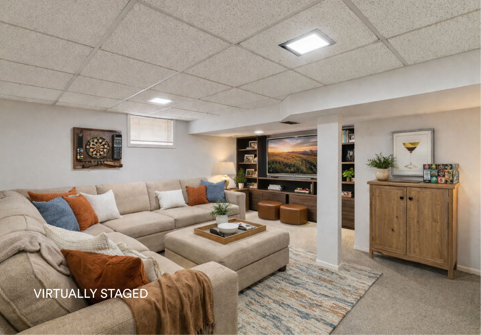 virtual staging of partially finished lower level 6900 Foxcroft