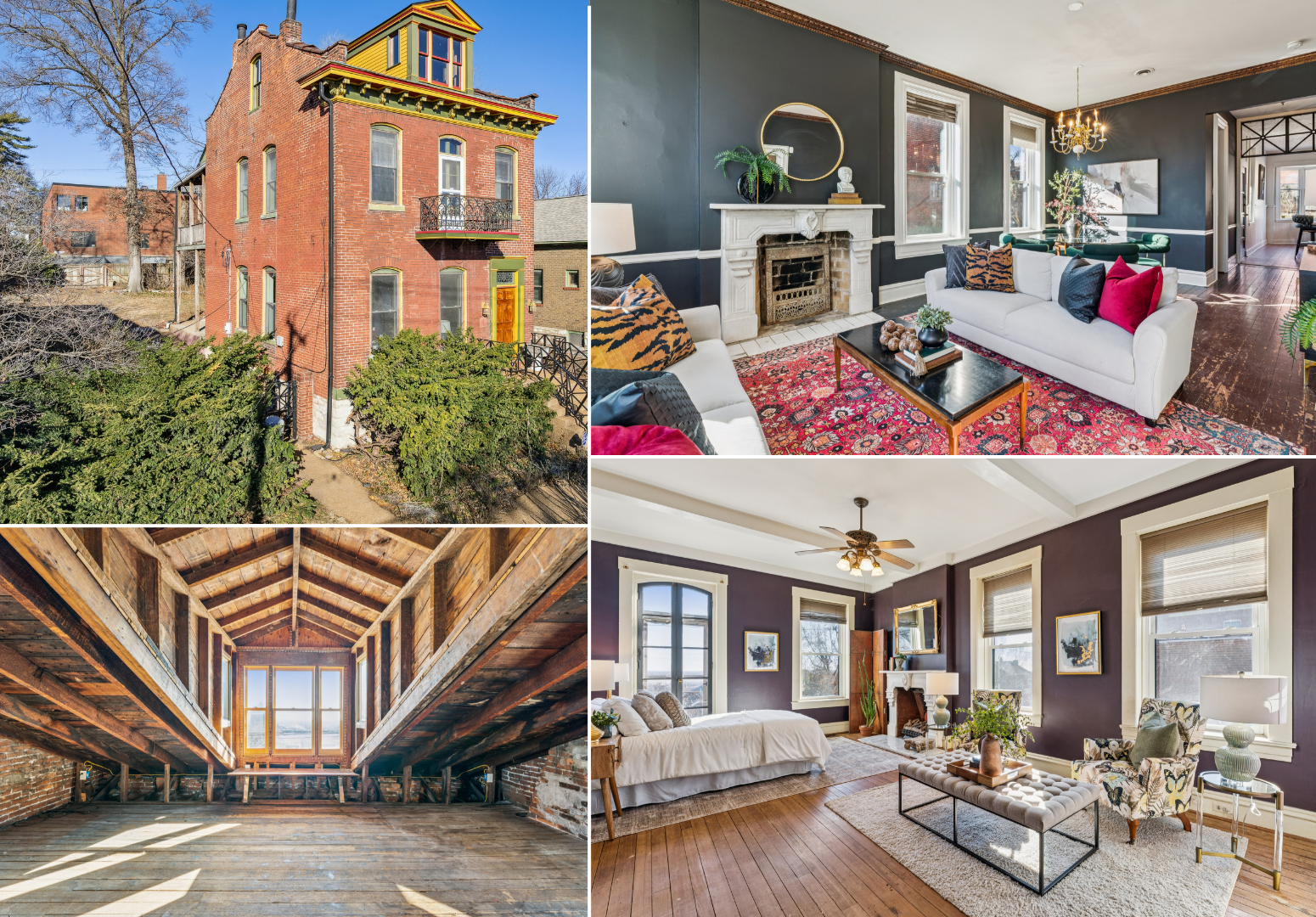 3759 Kosciusko Street Collage, of exterior, attic, living room, and bedroom