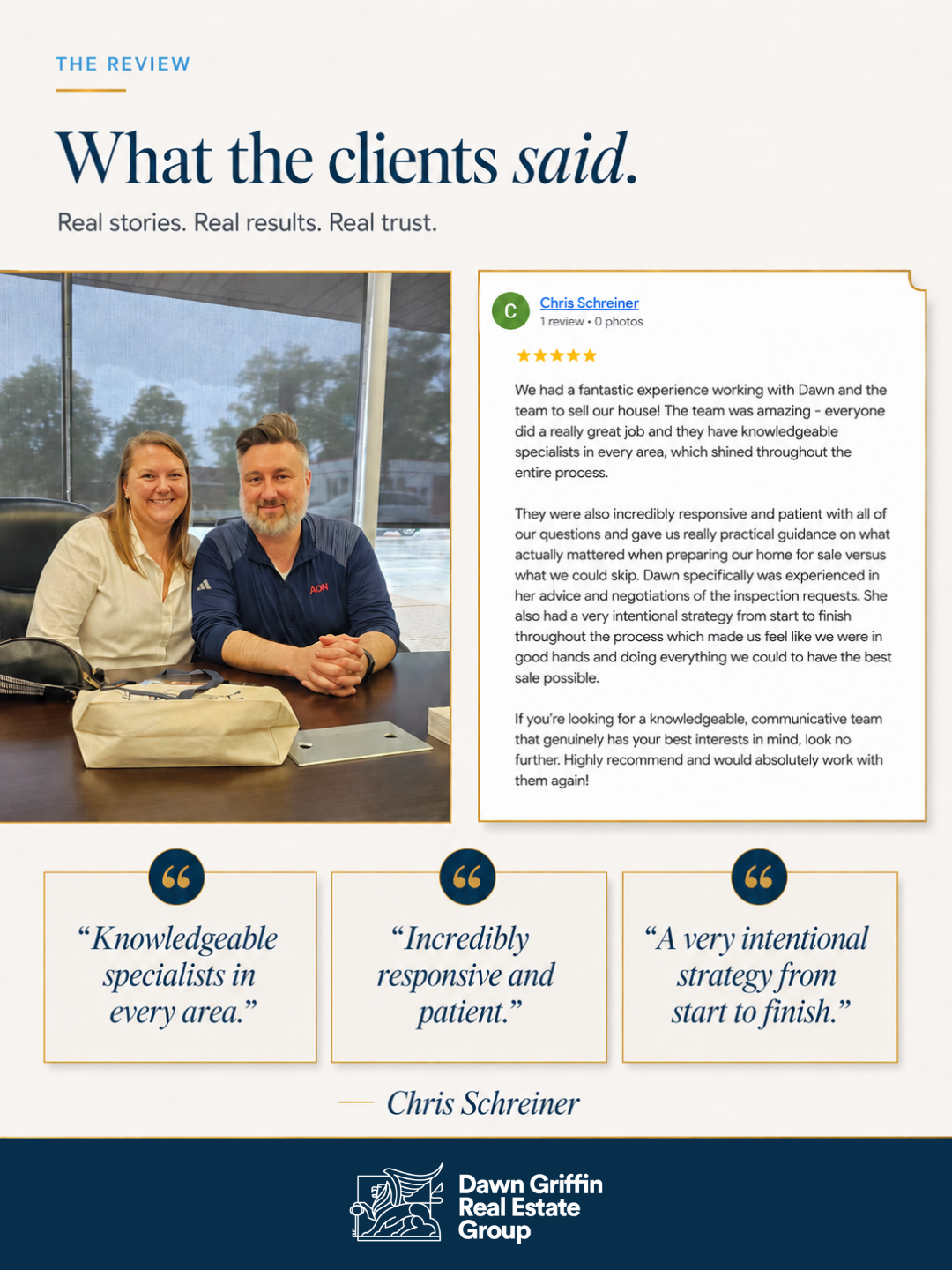 Testimonial from clients with tips on how to find a real estate agent in St. Louis