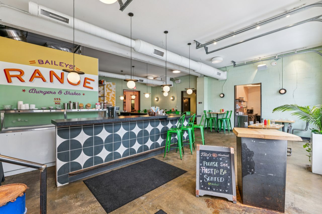 Interior of restaurant at historic commercial property at 4175 Shaw Blvd in St. Louis Missouri