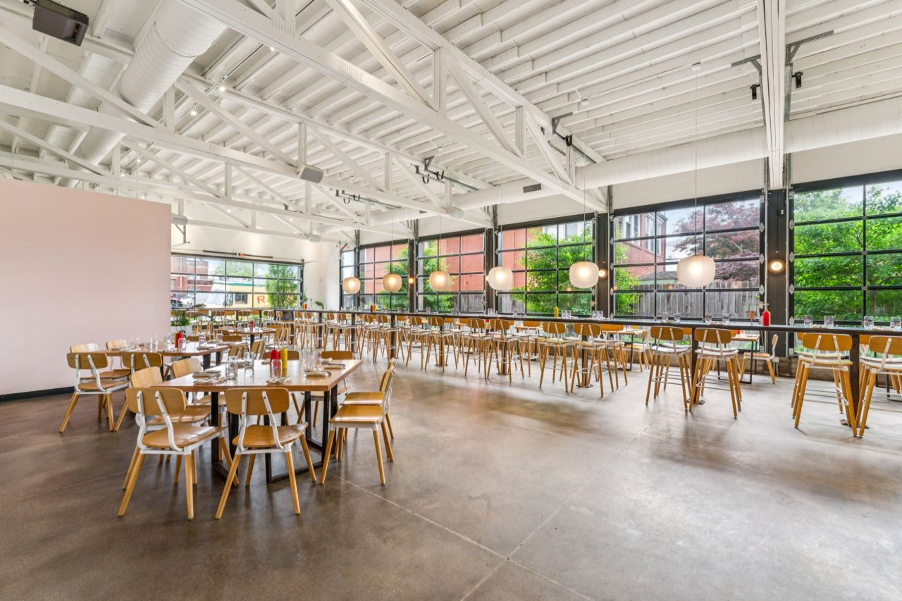 Large open dining area at historic commercial property at 4175 Shaw Blvd in St. Louis Missouri