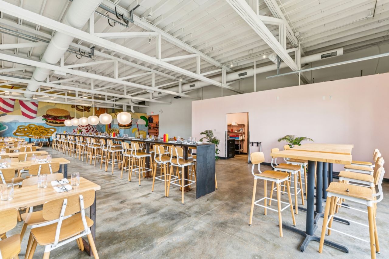 Large open dining area at historic commercial property at 4175 Shaw Blvd in St. Louis Missouri