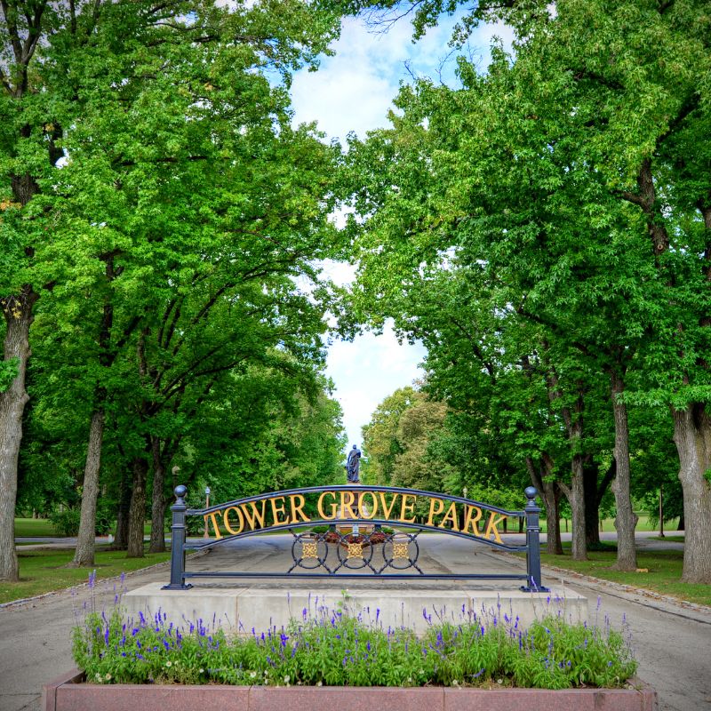Entrance to Tower Grove Park, one of the most popular parks of St. Louis