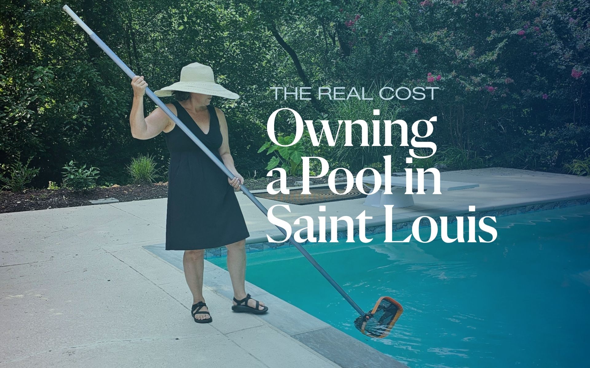 Woman Skimming Swimming Pool