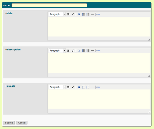 form of big text fields