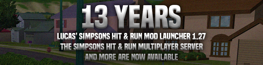 Lucas' Simpsons Hit & Run Mod Launcher 1.27, the Simpsons Hit & Run Multiplayer Server, and more are now available banner image