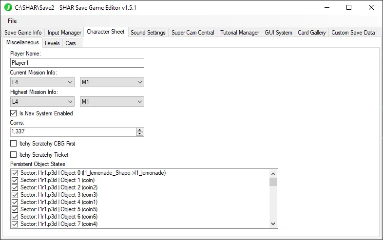 The `Character Sheet` tab.