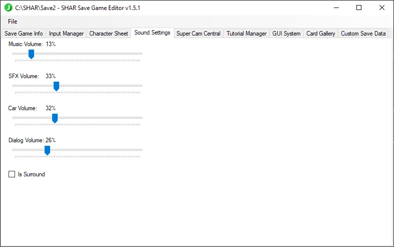 The `Sound Settings` tab.