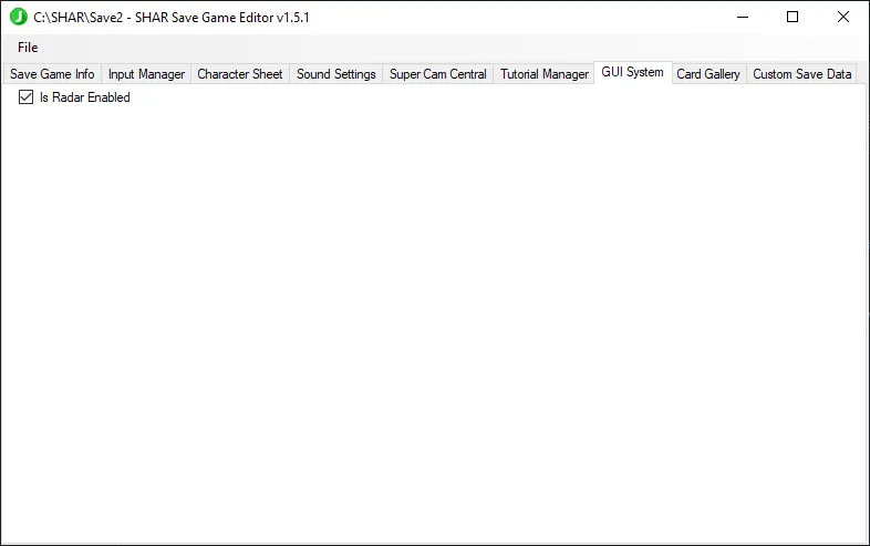 The `GUI System` tab.