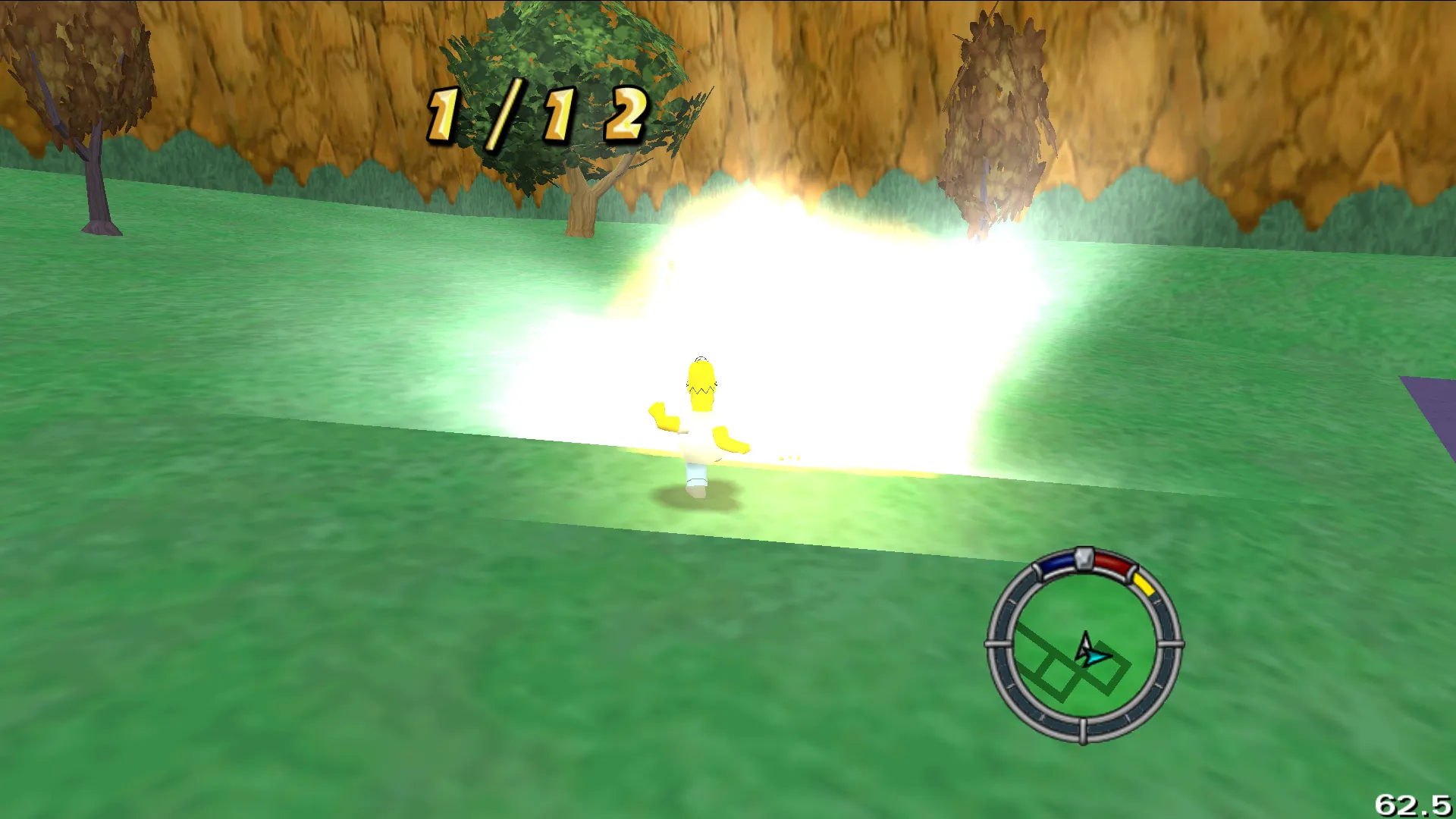 Homer committing terrorism on a small scale (he kicked someone and they exploded).