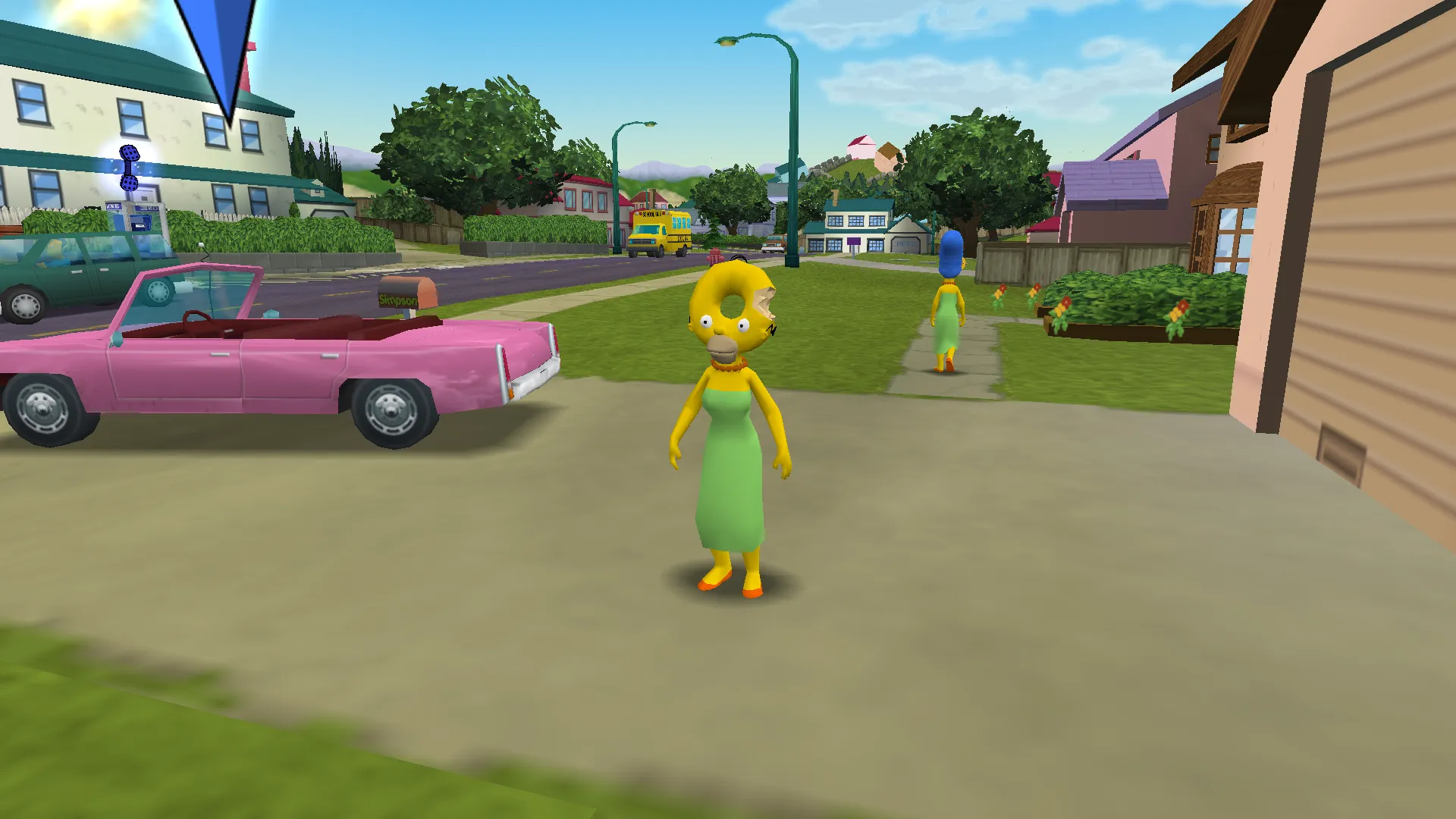 Donut Marge in front of the Simpsons home