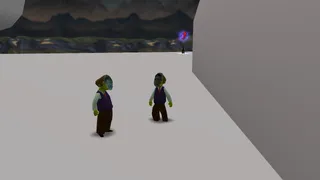 Kenny and Loren on the giant toilet.