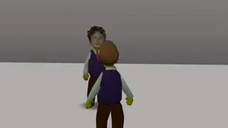 Loren talking to Lucas on the giant toilet.