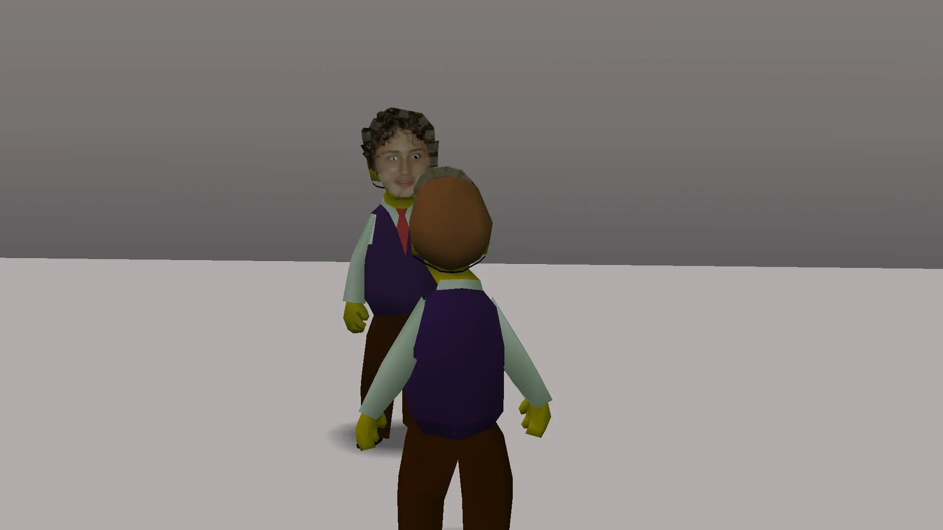 Loren talking to Lucas on the giant toilet.