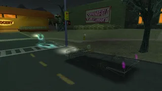 A ghouling traffic, also in wireframe.