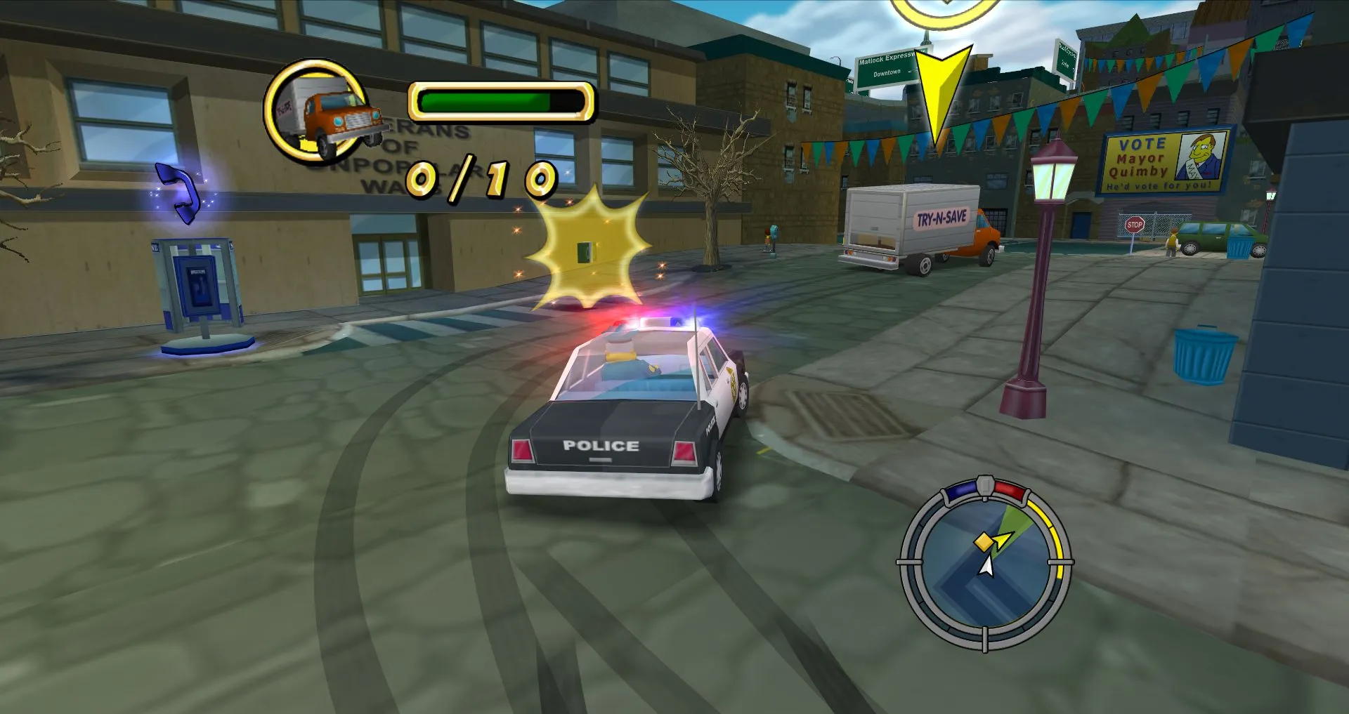 Wiggum chasing down a Try-N-Save van.