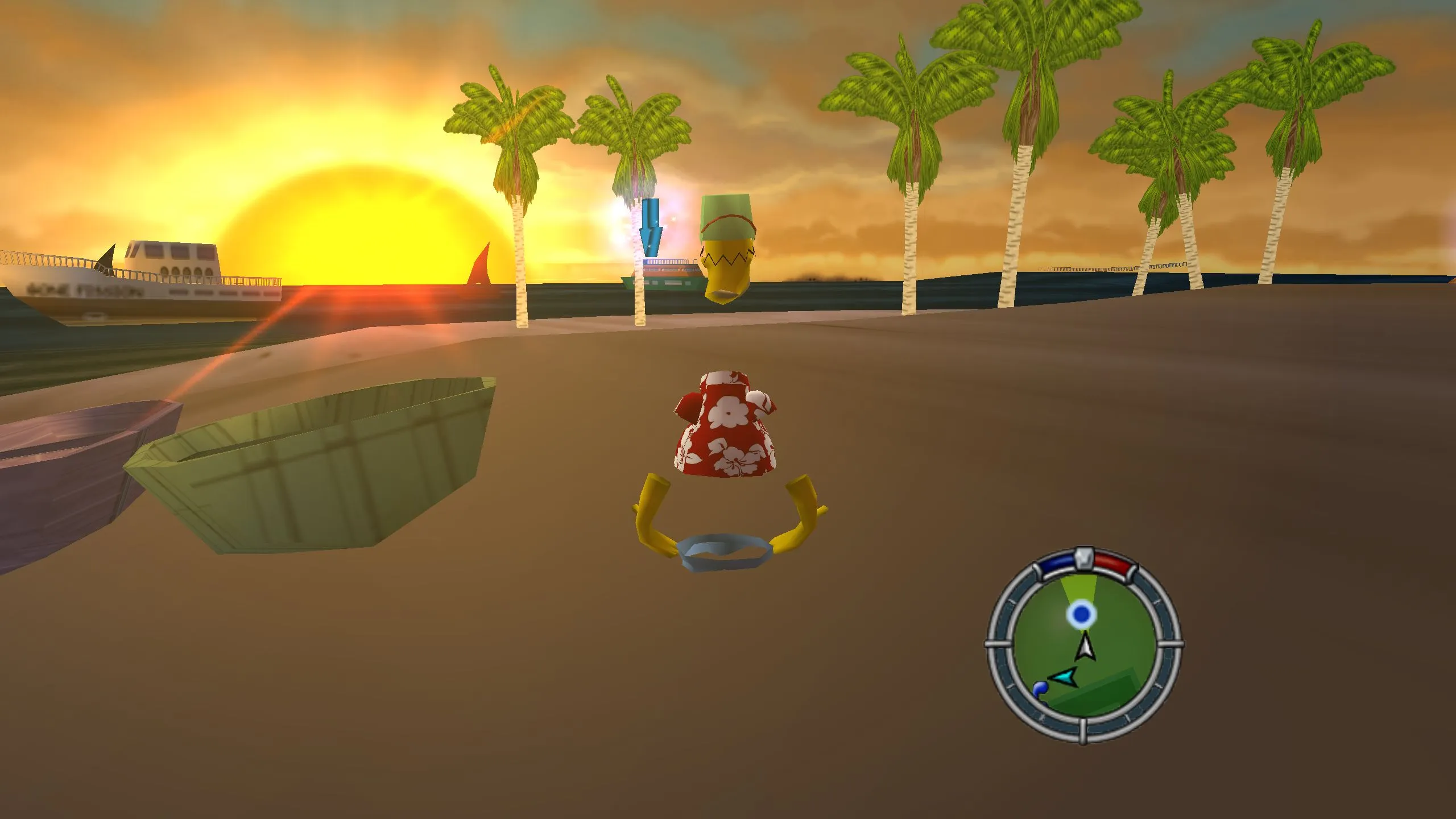 "Homer" standing on the beach.