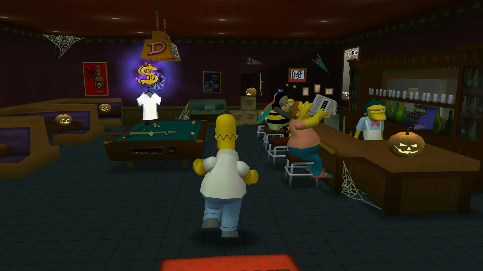 Moe decorates the bar.