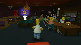 Moe decorates the bar.