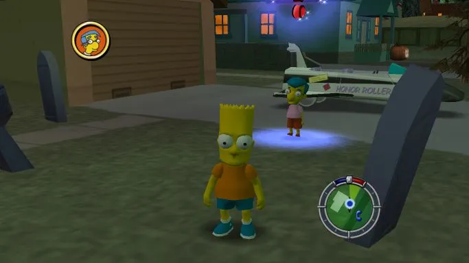 Bart standing outside the Simpson's house.